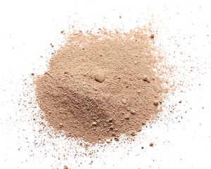 Milled chocolate powder isolated on white background