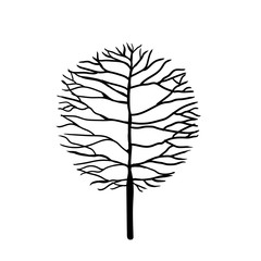 hand drawn naked tree silhouettes isolated on white background