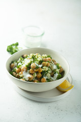 Cauliflower salad with chickpeas and herbs