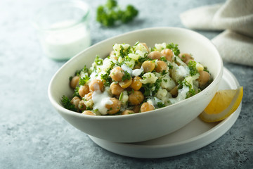 Cauliflower salad with chickpeas and herbs