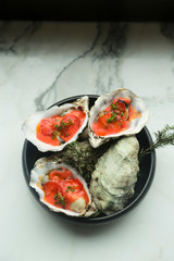 Fresh oysters strawberry appetizer