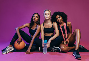 Diverse group of fitness women