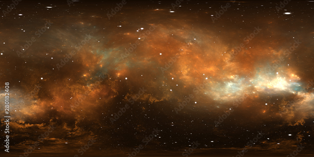 Wall mural 360 degree space background with nebula and stars, equirectangular projection, environment map. hdri