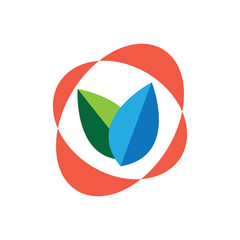 Two leaf icon logo design template elements