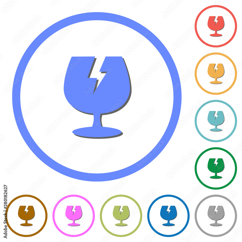 Poster fragile symbol icons with shadows and outlines