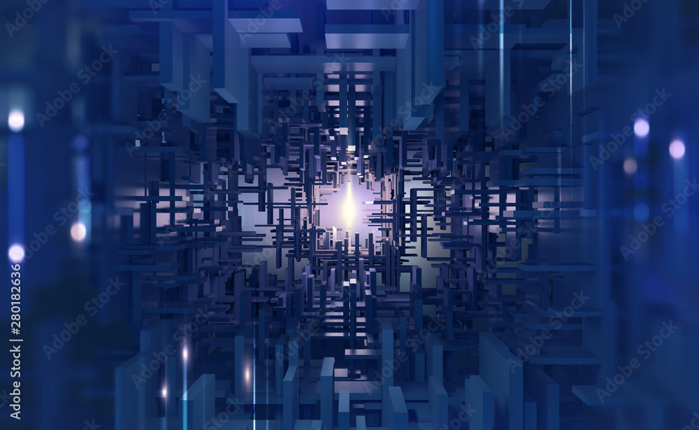 Fototapete abstract purple, neon background. digital technology. concept of high tech internet network. 3d illu