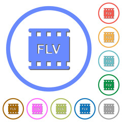 FLV movie format icons with shadows and outlines