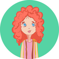 Red hair young girl cartoon character vector
