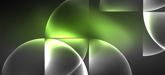 Neon glowing techno lines, hi-tech futuristic abstract background. Template with abstract shapes in dark space