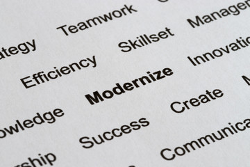 Obraz premium Business Management Buzzwords in Printed Paper