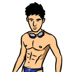 Fototapeta premium Cartoon sexy man on white background