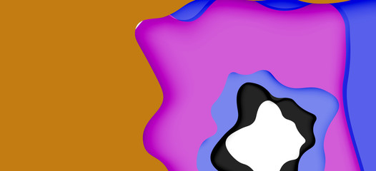 Abstract geometric pattern. 3d paper layers cut out colorful wave background. Origami cut out abstract waves for web background