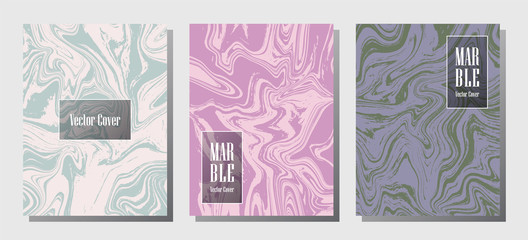 Trendy marble prints, vector cover design templates.