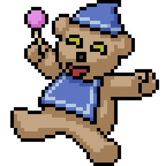 vector pixel art bear doll