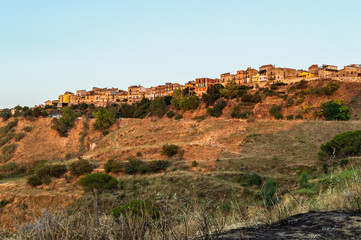 Fototapeta na wymiar Panorama of Mazzarino at Sunset, Caltanissetta, Sicily, Italy, Europe