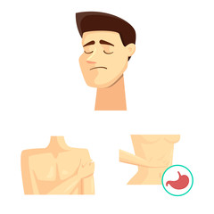 Vector design of pain and disease icon. Collection of pain and injury stock symbol for web.