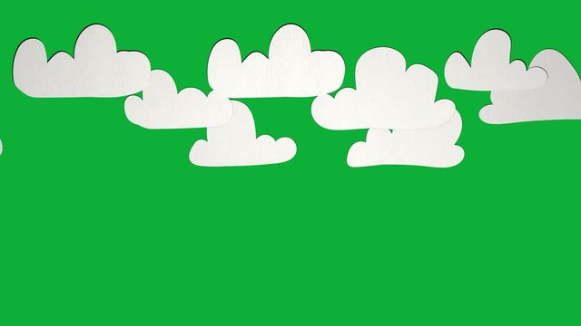 Seamless Stop Motion Clouds Animation On Green Screen Luma. Ideal For Your Nature/Cloud/Weather Related Projects. High-Quality Animation. 4K,24fps