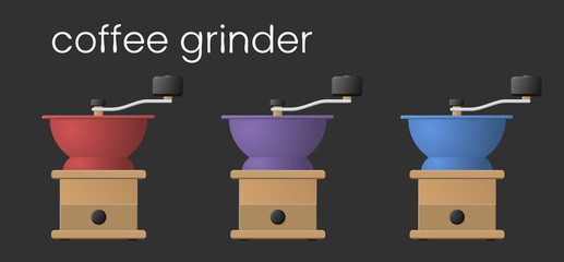 Antique Manual Coffee Grinders Vector