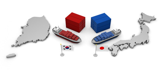 Japan and Korea Trade Problem 3D illustration