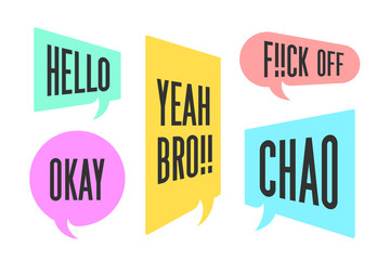 Speech Bubble. Set of colorful cloud talk speech bubble