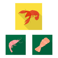 Vector design of appetizer and seafood icon. Collection of appetizer and ocean stock vector illustration.