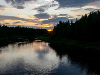 Fototapeta premium beautiful view of the river Gauja, cloudy evening, Latvia