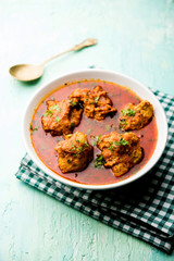 Lauki Kofta Curry made using Bottel Gourd or Doodhi, served in a bowl or karahi. selective focus