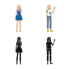 Isolated object of posture and mood sign. Collection of posture and female stock symbol for web.