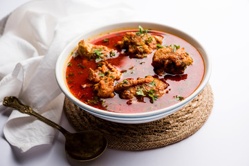 Lauki Kofta Curry made using Bottel Gourd or Doodhi, served in a bowl or karahi. selective focus
