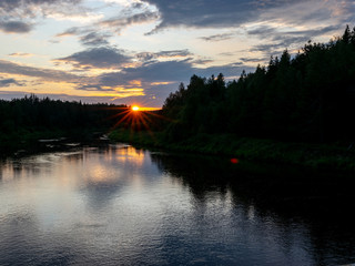 Obraz premium beautiful view of the river Gauja, cloudy evening, Latvia