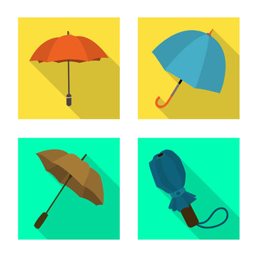 Vector design of protection and closed sign. Set of protection and rainy stock symbol for web.