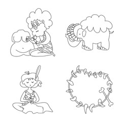 Isolated object of primitive and archeology logo. Collection of primitive and history stock symbol for web.