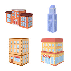 Isolated object of city and build icon. Set of city and apartment stock vector illustration.