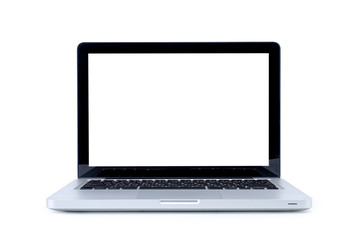 Laptop computer with blank screen isolated on white background, with selection path.