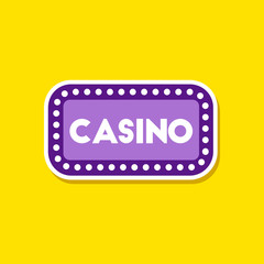 paper sticker on stylish background casino sign
