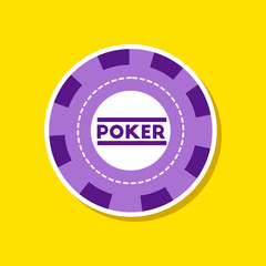 paper sticker on stylish background single poker chips