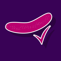 fresh cucumber vegetable isolated sticker icon. cucumber for farm market, vegetarian salad recipe design. Vector illustration in flat style