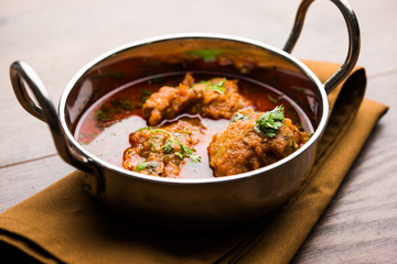 Lauki Kofta Curry made using Bottel Gourd or Doodhi, served in a bowl or karahi. selective focus