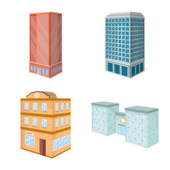 Vector illustration of city and build icon. Collection of city and apartment stock symbol for web.