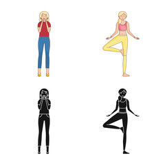 Vector illustration of posture and mood icon. Collection of posture and female vector icon for stock.