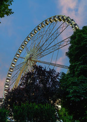 Budapest Eye at night.  The new Ferris Wheel opened on Erzsébet Square.