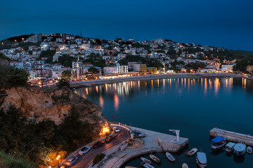 City Ulcinj in Montenegro at night.