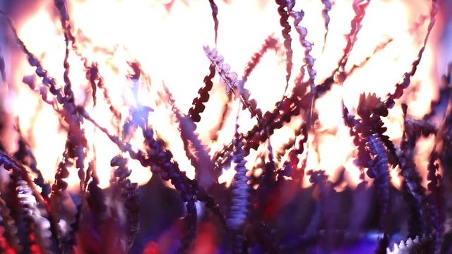 Extreme Close Up Of Metal Shavings Chips Illuminated By Light.