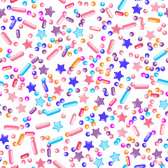 Sprinkle Cupcake Donut Topping. Seamless Pattern 