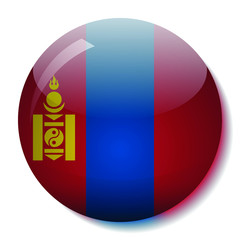 Mongolian flag glass button vector illustration