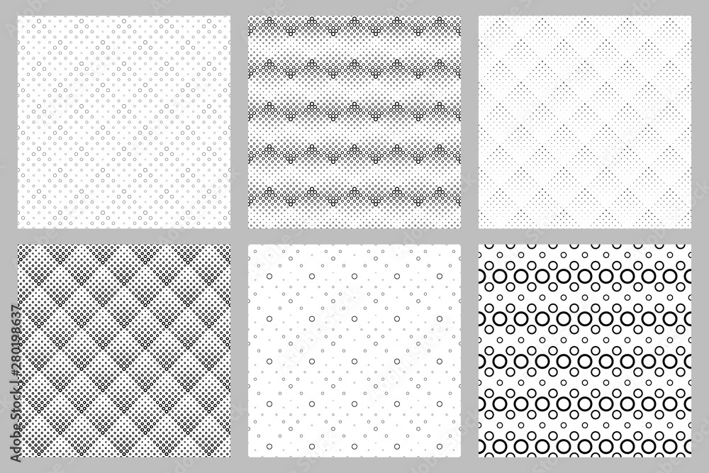 Poster Seamless geometrical ring pattern background design collection - abstract vector illustrations from rings