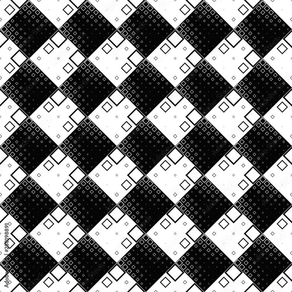 Poster abstract monochrome diagonal square pattern background - black and white vector graphic