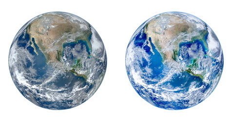 Planet Earth Globe view from space isolated on white background. (Elements of this image furnished by NASA.)