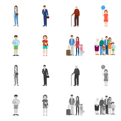 Isolated object of character and avatar icon. Set of character and portrait vector icon for stock.