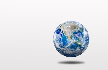 Planet Earth Globe floating over floor. (Elements of this image furnished by NASA.)